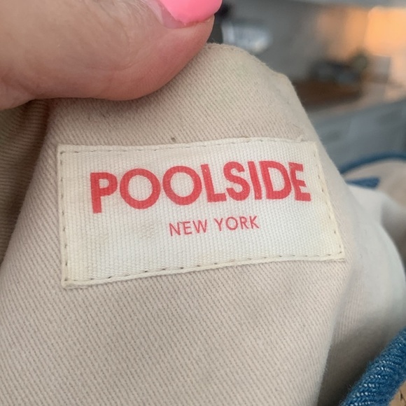 Poolside Designer Denim Scallop Straw Tote Medium - Picture 9 of 11